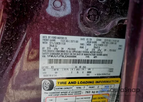 2020 Ford Expedition Xlt from USA, damaged, VIN 1FMJU1JT8LEA66094